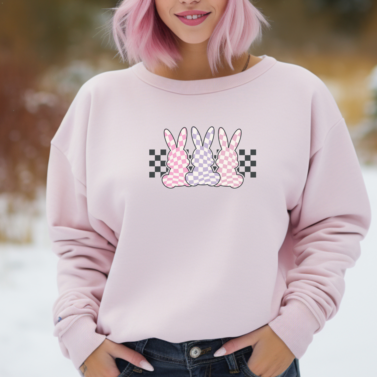 Checkered Easter Bunny Sweatshirt